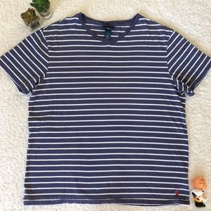 Ralph Lauren Blue White Striped Tee Shirt  Men LG